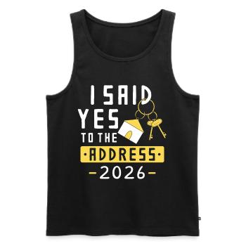 J’ai dit oui à l’adresse 2026 - Débardeur bio Premium Homme - noir - Devant - AI Model Male 178 light (178cm)