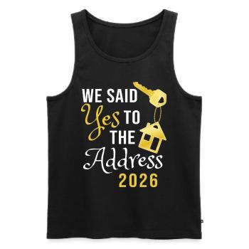 Nous avons dit oui à l’adresse 2026 - Débardeur bio Premium Homme - noir - Devant - AI Model Male 178 light (178cm)