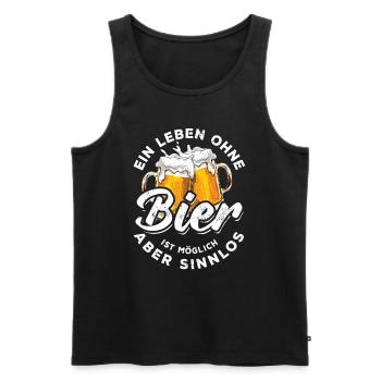 Ein Leben ohne Bier ist möglich aber sinnlos Prost - Männer Premium Bio Tank Top - Schwarz - Vorne - Michal (187cm)