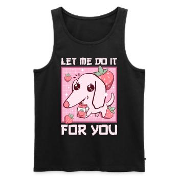 Kawaii Barzoi Dog Meme Lait à la fraise - Débardeur bio Premium Homme - noir - Devant - Michal (187cm)