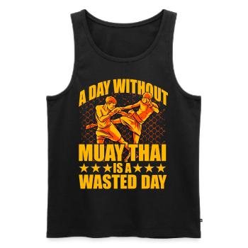 A day without Muay Thai is a waste day - Men's Premium Organic Tank Top - black - Front - Michal (187cm)