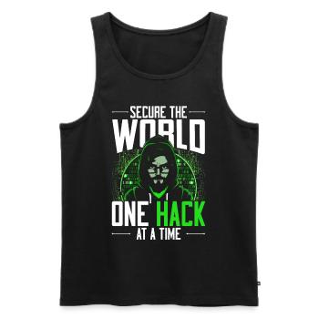 Hacker éthique Sécurisez le monde, un piratage à la fois - Débardeur bio Premium Homme - noir - Devant - Michal (187cm)