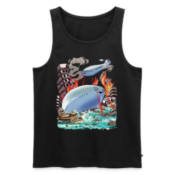 Sacabambaspi Poisson Meme Kaiju Monstre Japonais - Débardeur bio Premium Homme - noir - Devant - AI Model Male 178 light (178cm)