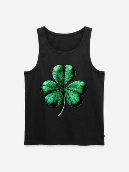 Green three-leaf clover - Men's Premium Organic Tank Top - black