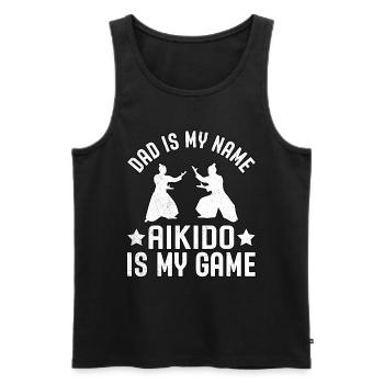 Papa ist mein Name, Aikido ist mein Spiel - Männer Premium Bio Tank Top - Schwarz - Vorne - Michal (187cm)