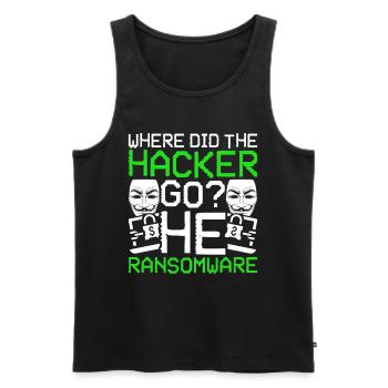 Where Did The Hacker Go? He Ransomware - Men's Premium Organic Tank Top - black - Front - Michal (187cm)