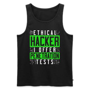 Ethical Hacker I Offer Penetration Tests - Männer Premium Bio Tank Top - Schwarz - Vorne - Michal (187cm)