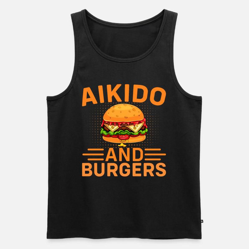 Aikido und Burger - Männer Premium Bio Tank Top - Schwarz
