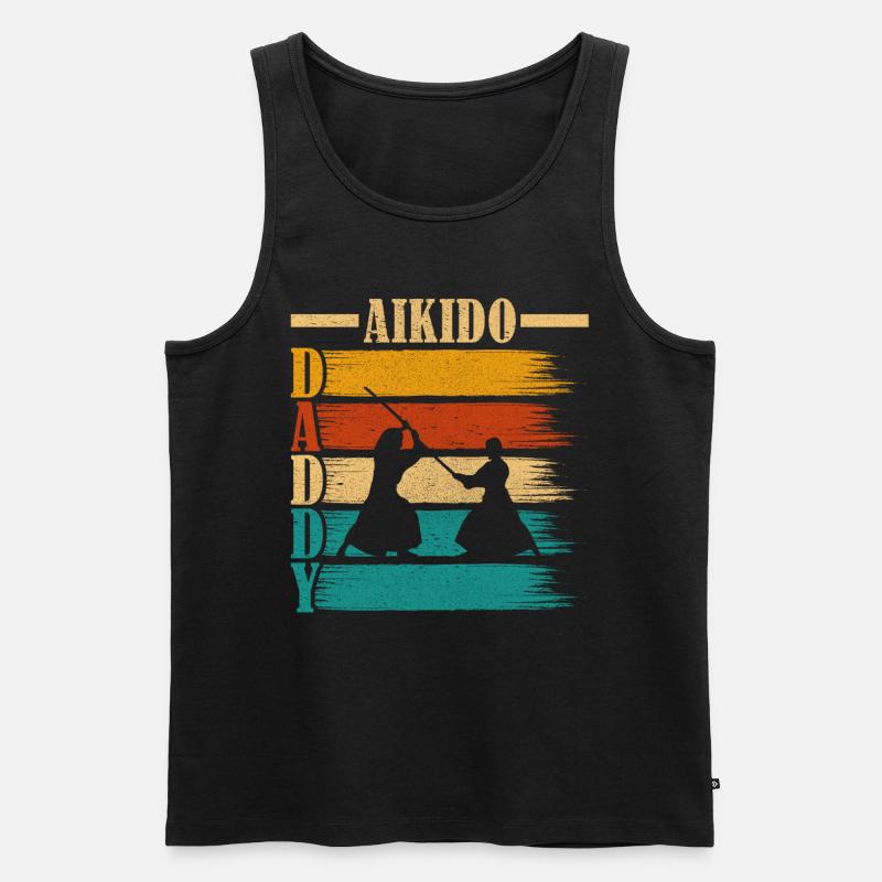 Aikido Papa - Männer Premium Bio Tank Top - Schwarz