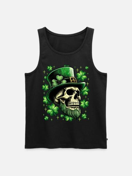 St. Patrick's Day Irish Skull - Men's Premium Organic Tank Top - black