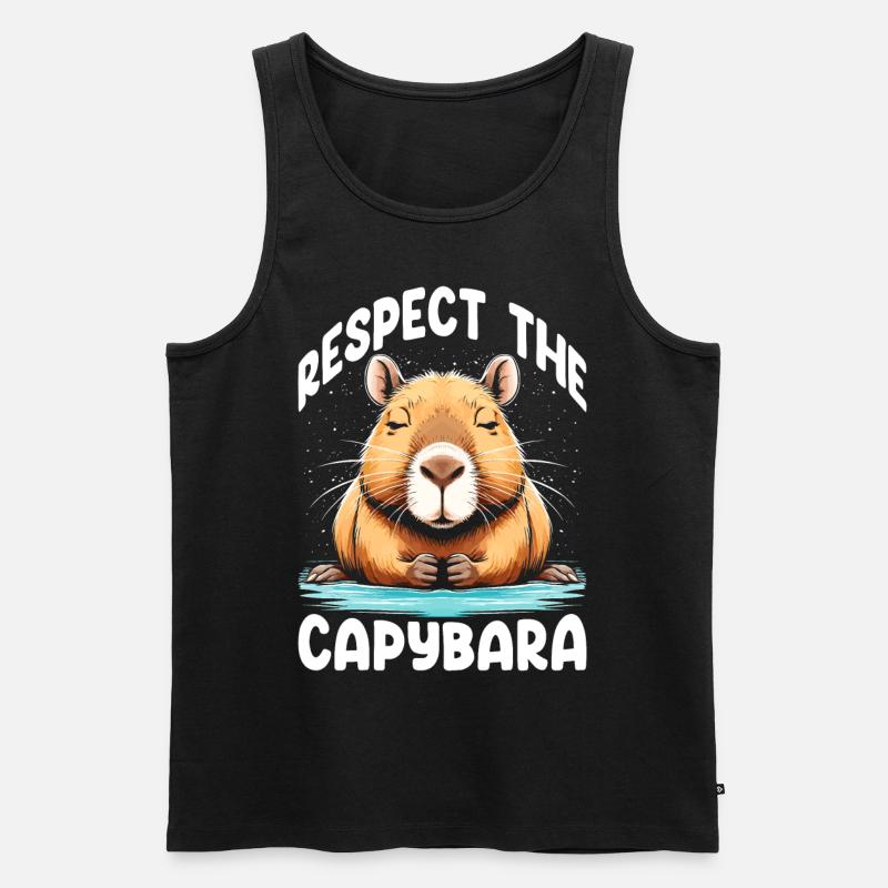 Respect The Capybara - Männer Premium Bio Tank Top - Schwarz