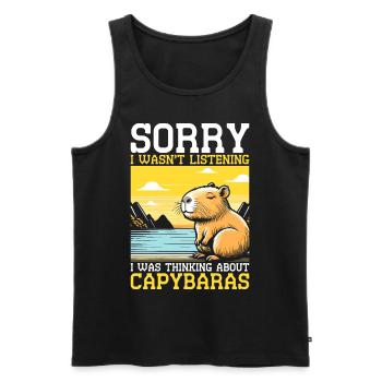 Thinking about Capybaras - Männer Premium Bio Tank Top - Schwarz - Vorne - Michal (187cm)