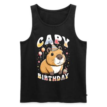 Capy Birthday - Men's Premium Organic Tank Top - black - Front - Michal (187cm)