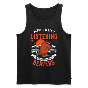 Castor Beaver Dam cadeau castor - Débardeur bio Premium Homme - noir - Devant - AI Model Male 178 light (178cm)