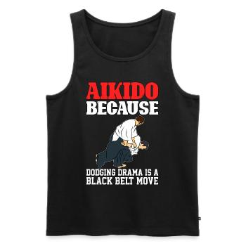Aïkido parce que l’esquive du drame est un mouvement de ceinture noire - Débardeur bio Premium Homme - noir - Devant - Michal (187cm)