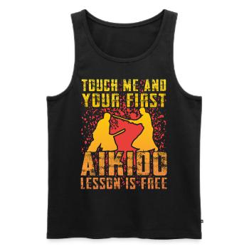 Berühre mich und deine erste Aikido-Stunde ist kostenlos - Männer Premium Bio Tank Top - Schwarz - Vorne - Michal (187cm)