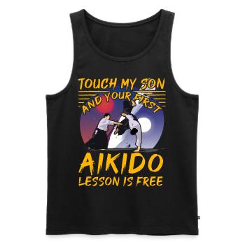 Touch my Son und Ihre erste Aikido-Stunde ist kostenlos - Männer Premium Bio Tank Top - Schwarz - Vorne - Michal (187cm)