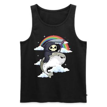 Sacabambaspi Fish Meme Rainbow Grim Reaper - Men's Premium Organic Tank Top - black - Front - AI Model Male 178 light (178cm)
