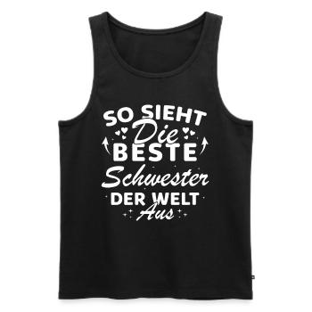 Beste Schwester der Welt Lustige beste Schwester - Männer Premium Bio Tank Top - Schwarz - Vorne - Michal (187cm)