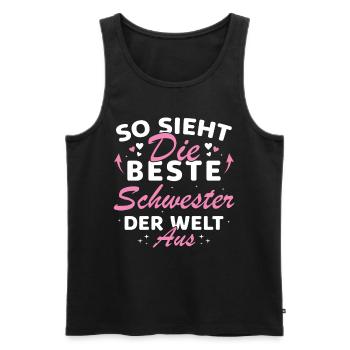 Beste Schwester der Welt Lustige beste Schwester - Männer Premium Bio Tank Top - Schwarz - Vorne - Michal (187cm)