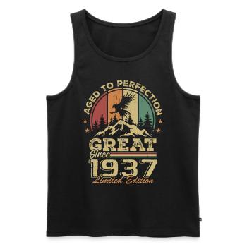 Vintage 1937 Anniversary - 1937 Retro Gift Idea - Men's Premium Organic Tank Top - black - Front - Michal (187cm)