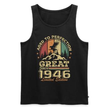 Jahrgang 1946 Geburtstag - 1946 Retro Geschenkidee - Männer Premium Bio Tank Top - Schwarz - Vorne - Michal (187cm)