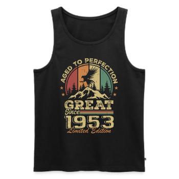 Jahrgang 1953 Geburtstag - 1953 Retro Geschenkidee - Männer Premium Bio Tank Top - Schwarz - Vorne - Michal (187cm)