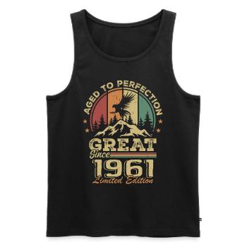 Jahrgang 1961 Geburtstag - 1961 Retro Geschenkidee - Männer Premium Bio Tank Top - Schwarz - Vorne - Michal (187cm)