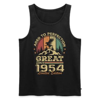 Jahrgang 1954 Geburtstag - 1954 Retro Geschenkidee - Männer Premium Bio Tank Top - Schwarz - Vorne - Michal (187cm)