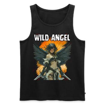 Wild Angel, Beautiful, Fun, Cool, Angel, Adventure, - Men's Premium Organic Tank Top - black - Front - AI Model Male 178 light (178cm)