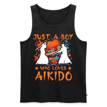 Just a Boy who loves Aikido - Men's Premium Organic Tank Top - black - Front - Michal (187cm)