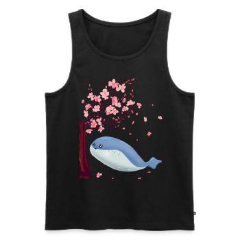 Sacabambaspis Fish Meme Sakura Cherry Blossom - Men's Premium Organic Tank Top - black - Front - Michal (187cm)