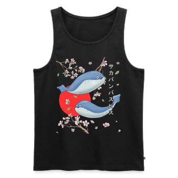 Sacabambaspis Fish Meme Sakura Cherry Blossom - Men's Premium Organic Tank Top - black - Front - Michal (187cm)