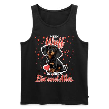 Mein Wuff ist mein Ein und Alles - Dackel Liebe - Männer Premium Bio Tank Top - Schwarz - Vorne - AI Model Male 178 light (178cm)