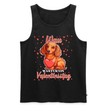 Wau Was für ein Valentinstag Lustiger Dackel Liebe - Männer Premium Bio Tank Top - Schwarz - Vorne - AI Model Male 178 light (178cm)