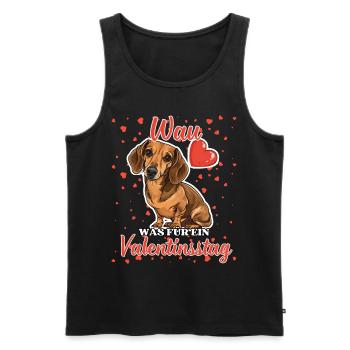 Wau Was für ein Valentinstag Lustiger Dackel Liebe - Männer Premium Bio Tank Top - Schwarz - Vorne - AI Model Male 178 light (178cm)