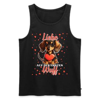 Liebe auf den ersten Wuff - Lustige Dackel Liebe - Männer Premium Bio Tank Top - Schwarz - Vorne - AI Model Male 178 light (178cm)