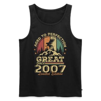 Vintage Geburtstag 2007 - Retro Geschenkidee 2007 - Männer Premium Bio Tank Top - Schwarz - Vorne - AI Model Male 178 light (178cm)