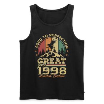 Vintage Geburtstag 1998 - Retro Geschenkidee 1998 - Männer Premium Bio Tank Top - Schwarz - Vorne - AI Model Male 178 light (178cm)