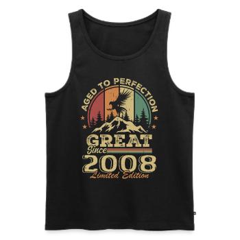 Vintage Geburtstag 2008 - Retro Geschenkidee 2008 - Männer Premium Bio Tank Top - Schwarz - Vorne - AI Model Male 178 light (178cm)