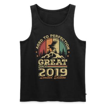 Anniversaire vintage 2019 - idée cadeau rétro 2019 - Débardeur bio Premium Homme - noir - Devant - AI Model Male 178 light (178cm)