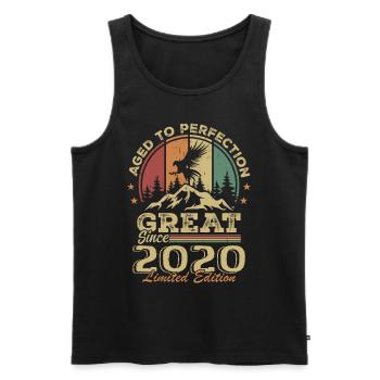 Vintage Geburtstag 2020 - Retro Geschenkidee 2020 - Männer Premium Bio Tank Top - Schwarz - Vorne - AI Model Male 178 light (178cm)