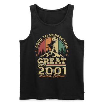 Vintage Geburtstag 2001 - Retro Geschenkidee 2001 - Männer Premium Bio Tank Top - Schwarz - Vorne - AI Model Male 178 light (178cm)