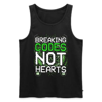 Ethical Hacker Breaking Codes Not Hearts - Männer Premium Bio Tank Top - Schwarz - Vorne - Michal (187cm)