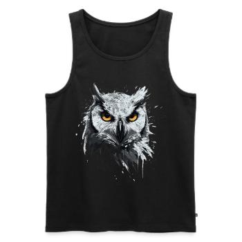 Eule - Kunstwerk mit Grunge Effekt für Eulen - Männer Premium Bio Tank Top - Schwarz - Vorne - AI Model Male 178 light (178cm)