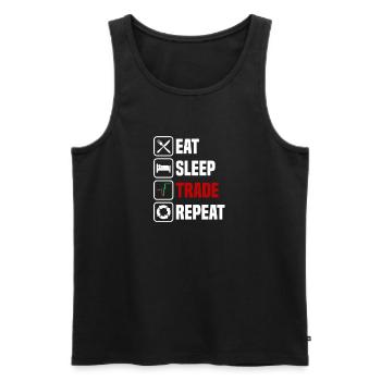 Eat, sleep, trade, repeat, trader - Men's Premium Organic Tank Top - black - Front - Michal (187cm)