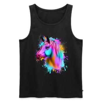 Pferd Graffiti Bunt - Männer Premium Bio Tank Top - Schwarz - Vorne - AI Model Male 178 light (178cm)