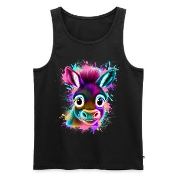 Esel Graffiti Bunt - Männer Premium Bio Tank Top - Schwarz - Vorne - Michal (187cm)