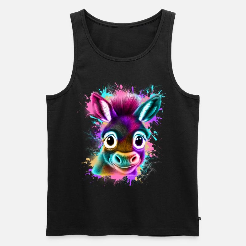 Esel Graffiti Bunt - Männer Premium Bio Tank Top - Schwarz