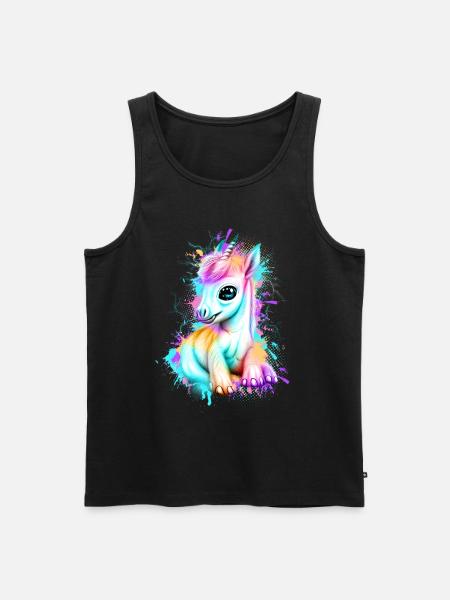 Einhorn Graffiti Bunt - Männer Premium Bio Tank Top - Schwarz